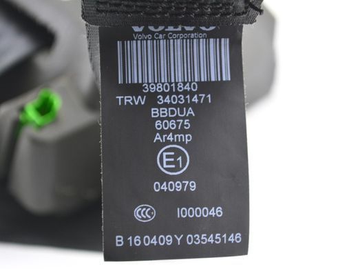 Ремінь безпеки задній лівий VOLVO XC60 2008-2013 39801840, 39801840, A
