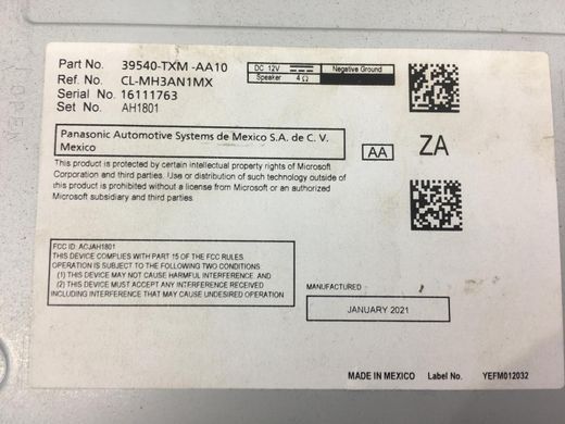 Інформаційний дисплей HONDA INSIGHT 2018-2022 (з аудіо блоком №39540-TXM-AA10) 39710-TXM-A02, 39710-TXM-A02, A