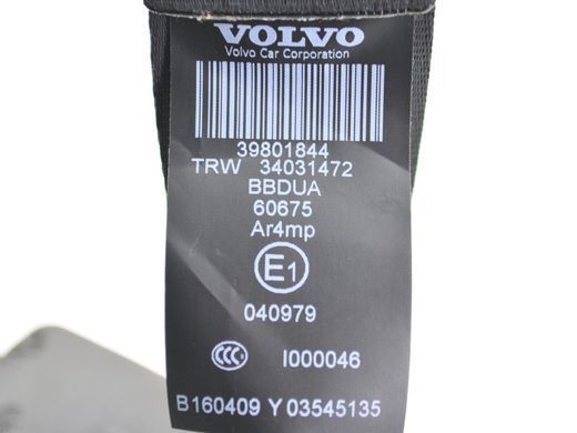 Ремінь безпеки задній правий VOLVO XC60 2008-2013 39801844, 39801844, A