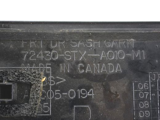 Накладка стійки дверей передня права ACURA MDX 2008-2013 72430-STX-A01ZA, 72430-STX-A01ZA, B