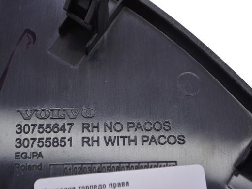 Накладка торпедо права VOLVO XC60 2013-2017 (39886600) 30755647, 30755647, A