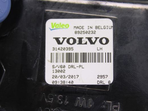 Дневные ходовые огни передние левые VOLVO V60 Y20 2013-2018 31420395, 31420395, B