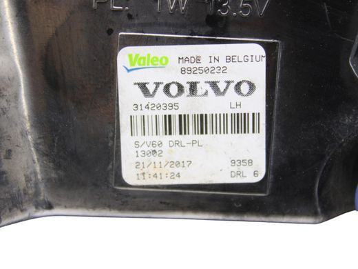 Денні ходові вогні передні ліві VOLVO V60 Y20 2013-2018 31420395, 31420395, B