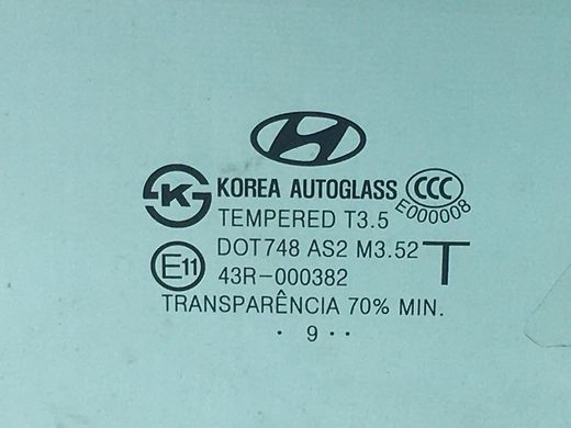 Скло дверей переднє праве HYUNDAI SANTA FE CM 2006-2009 82421-2B000, 82421-2B000, B