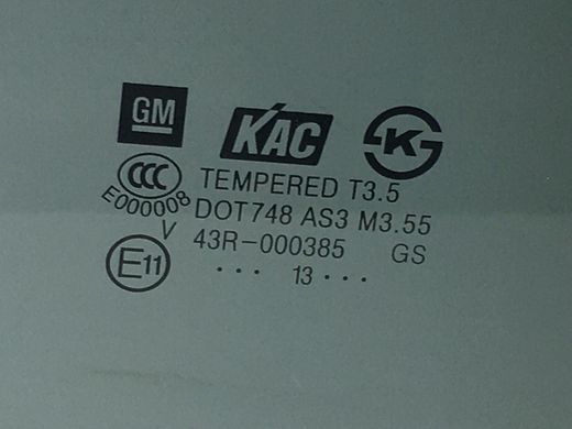 Скло дверей заднє праве CHEVROLET TRAX U200 2013-2016 95276496, 95276496, A