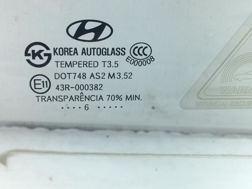 Скло дверей переднє праве HYUNDAI SANTA FE CM 2006-2009 82421-2B000, 82421-2B000, A