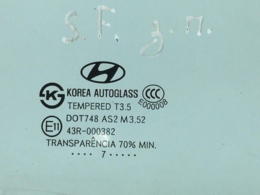 Скло дверей заднє праве HYUNDAI SANTA FE CM 2006-2009 834202B000, 834202B000, A