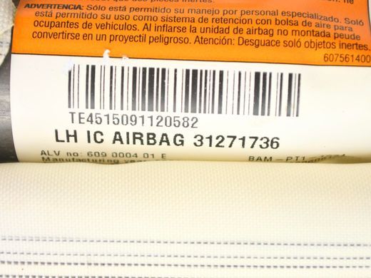 Подушка безопасности верхняя левая VOLVO XC60 2008-2013 31271736, 31271736, A