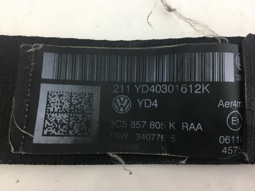 Ремінь безпеки задній лівий VOLKSWAGEN PASSAT B7 2010-2014 3C5857805KRAA, 3C5857805KRAA, A