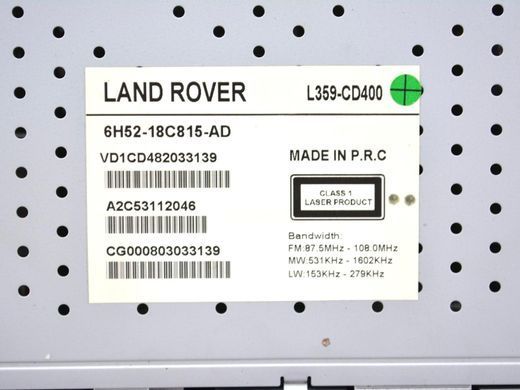 Автомагнитола LAND ROVER FREELANDER 2 L359 2006-2010 6H52-18C815-AD, 6H52-18C815-AD, A