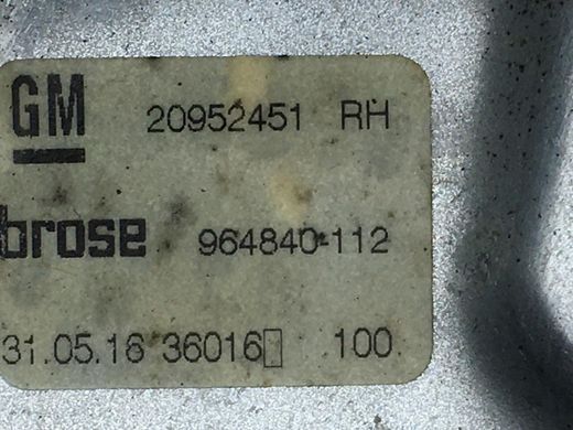 Склопідйомник задній правий OPEL INSIGNIA 2013-2017 20952724, 20952724, A