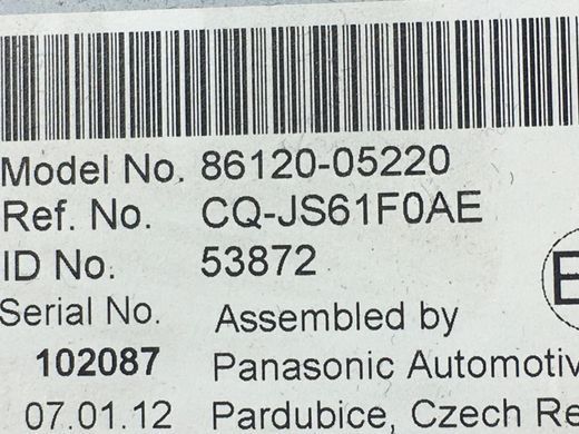 Автомагнітола TOYOTA AVENSIS T27 2012-2015 86120-05220, 86120-05220, A