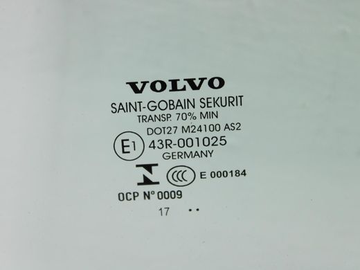 Стекло двери заднее левое VOLVO V60 Y20 2013-2018 31385420, 31385420, A