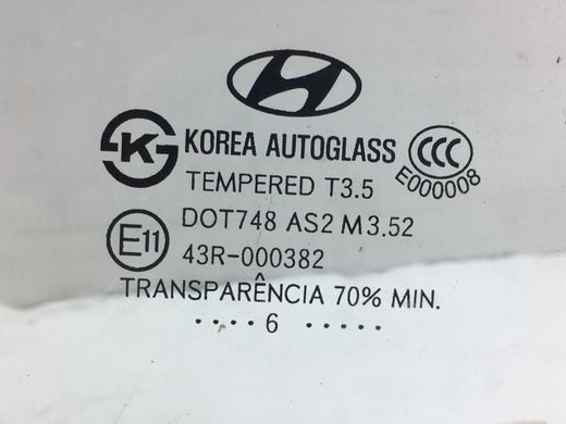 Скло дверей заднє ліве HYUNDAI SANTA FE CM 2006-2009 (глухе) 834172B000, 834172B000, A